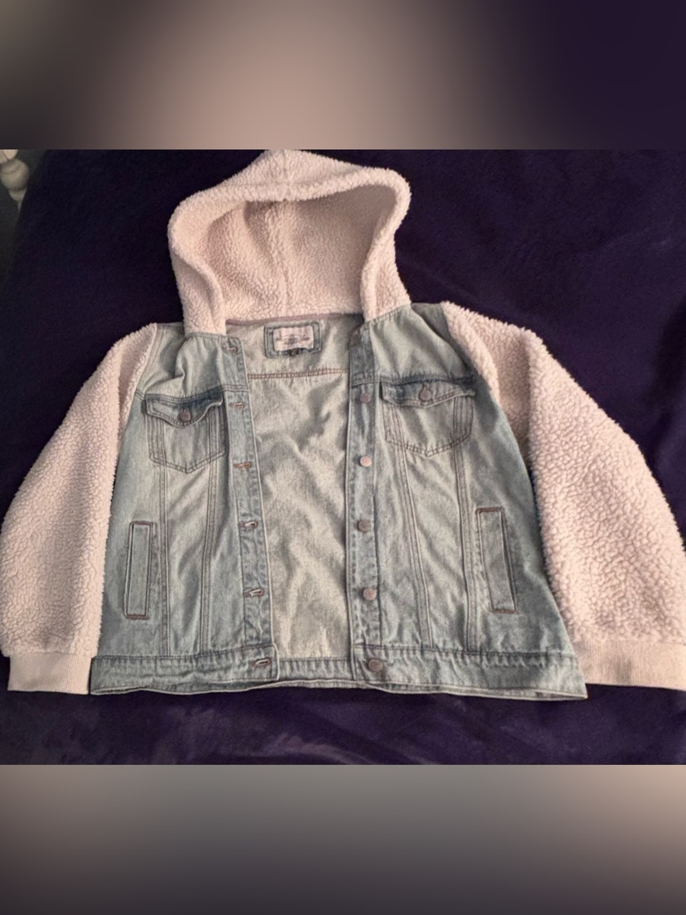 Ashley Vintage Charm Denim Sherpa Jacket Size XL